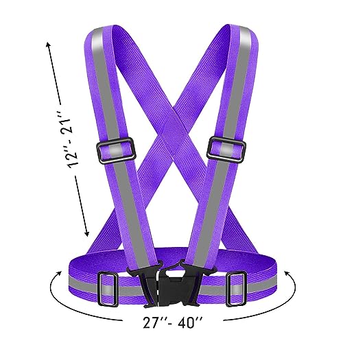 Fepdiu High Visibility Reflective Vest Safety Vest Running Reflective Gear Adjustable Reflective Vest for Walking,Jogging,Hiking,Night Cycling (Purple)