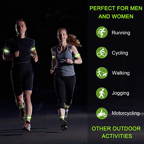 8 Pieces Reflective Bands Winter High Visibility Reflector Bands Reflective Straps Tape Bracelets Reflective Running Gear for Women Men Running Cycling Walking Arm Wrist Ankle Leg (Green)