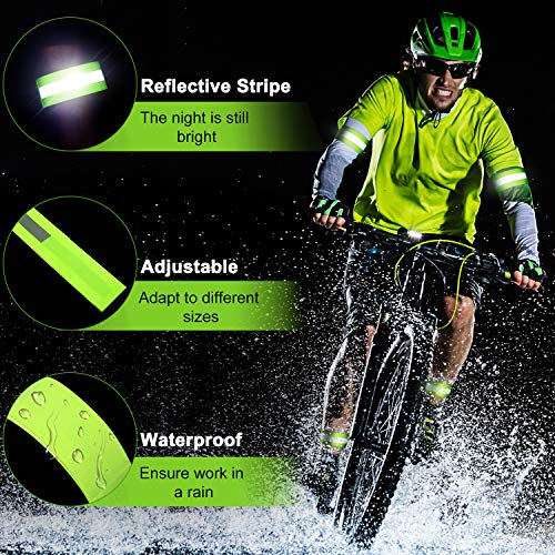 8 Pieces Reflective Bands Winter High Visibility Reflector Bands Reflective Straps Tape Bracelets Reflective Running Gear for Women Men Running Cycling Walking Arm Wrist Ankle Leg (Green)