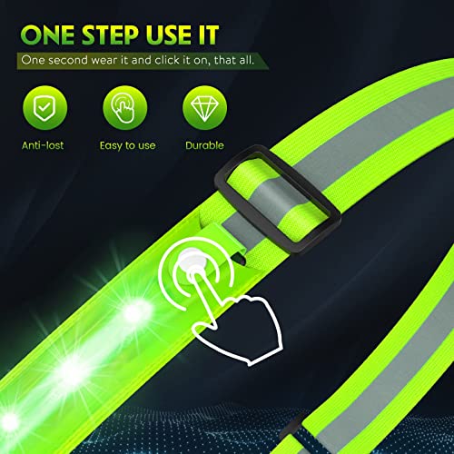 Simket Reflective Walking Gear, Rechargeable Led Reflective Sash, Adjustable Night Walking Safety Gear, High Visibility Safety Lights for Walking at Night for Men Women Jogging Running Biking