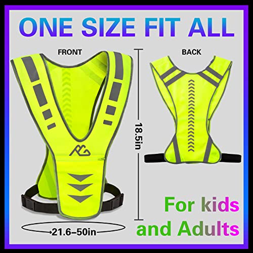 Reflective Running Vest Gear for Women Men Kids, Safety Reflective Vest for Night Cycling Walking Bicycle (Green)
