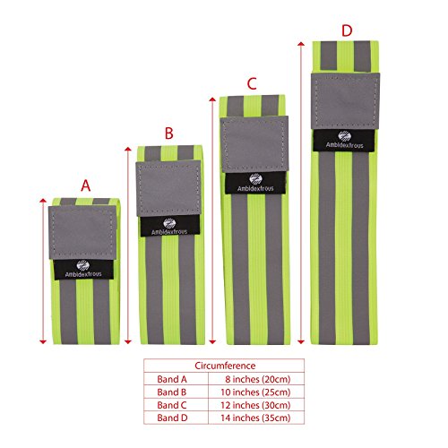 Reflective Bands for Men and Women | Reflectors for Runners, Cycling, Walking | Set of 4 Reflective Ankle Bands, Armbands, Wristbands | Reflector Tape Providing High Visibility Safety Apparel