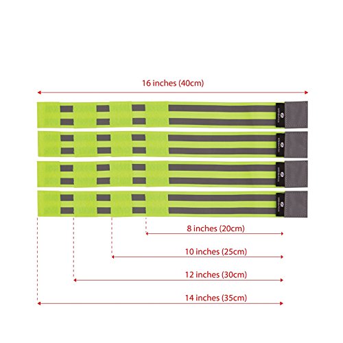 Reflective Bands for Men and Women | Reflectors for Runners, Cycling, Walking | Set of 4 Reflective Ankle Bands, Armbands, Wristbands | Reflector Tape Providing High Visibility Safety Apparel