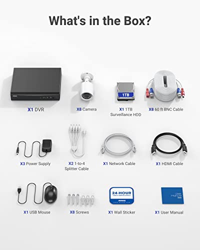 ANNKE 3K Lite Wired Security Camera System with AI Human/Vehicle Detection, H.265+ 8CH Surveillance DVR with 1TB Hard Drive and 8 x 1080p HD Outdoor CCTV Camera, 100 ft Night Vision, Remote Access