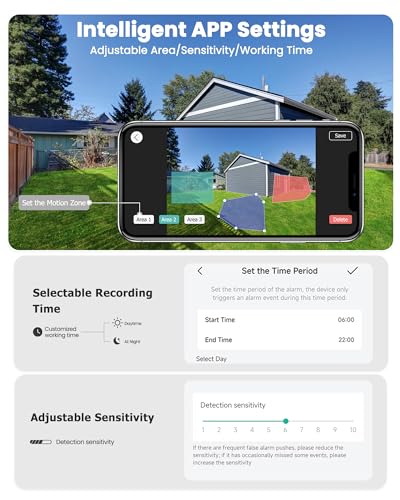VIZIUUY Solar Security Cameras Wireless Outdoor, 3MP Pan Tilt 360°WiFi Camera with Color Night Vision/PIR Sensor/2-Way Audio/Alexa/Google Assistant