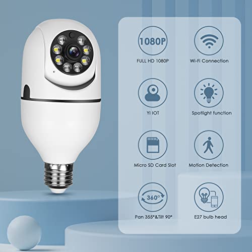 UPULTRA Light bulb camera Security Camera 2packs 1080P Wireless WiFi Outdoor Home IP Camera E27 360 Degree Panoramic,Motion Detection and Alarm,Two-Way Audio,Night Vision