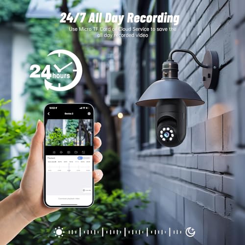 Light Bulb Security Camera 5G WiFi 2K Light Socket Security Cameras Wireless Outdoor EseeCloud, Eagle Eye Camera 360 Motion Detection Siren Alarm Lightbulb Camera Two Way Talk Color Night Vision