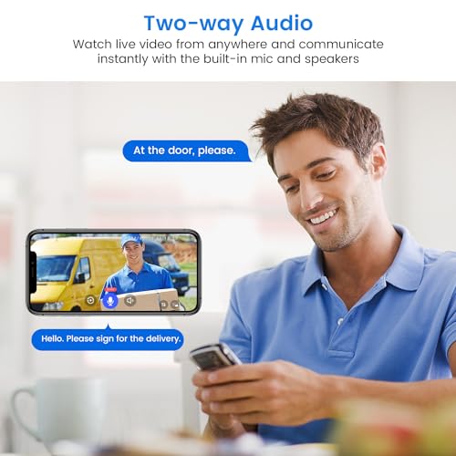 SUNNYJANE Wireless 1080p Video Doorbell Camera, AI Human Detection, Live View, 2-Way Audio Included Chime, Night Vision, 2.4G Wi-Fi, Cloud Storage, Indoor/Outdoor Surveillance Cam