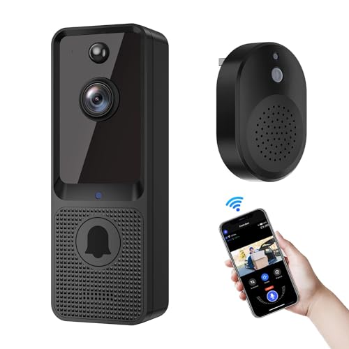 Biglory Wireless Doorbell Camera with Chime, AI Human Detection, Live Image, Night Vision, 2-Way Audio, 2.4G WiFi, Instant Alerts, Outdoor Indoor Surveillance, Rechargeable Battery, Cloud Storage