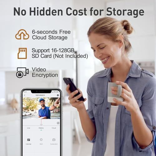 XTU Doorbell Camera Wireless No Subscription, 2K Video Doorbell with Chime, Front Door Camera, 2-way Audio, Instant Alert,Human Detection,Night Vision,Battery Powered,Apartment/Indoor/Outdoor Security
