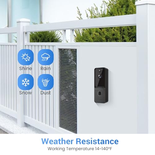 Biglory Wireless Doorbell Camera with Chime, AI Human Detection, Live Image, Night Vision, 2-Way Audio, 2.4G WiFi, Instant Alerts, Outdoor Indoor Surveillance, Rechargeable Battery, Cloud Storage