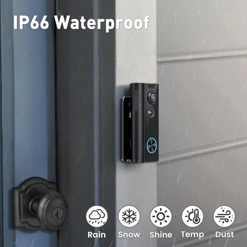 XTU Doorbell Camera Wireless No Subscription, 2K Video Doorbell with Chime, Front Door Camera, 2-way Audio, Instant Alert,Human Detection,Night Vision,Battery Powered,Apartment/Indoor/Outdoor Security