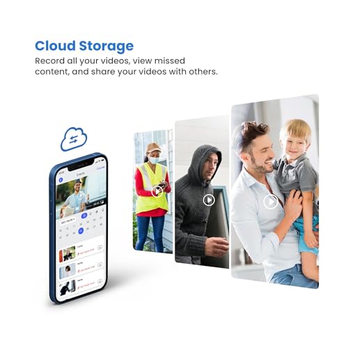 Biglory Wireless Doorbell Camera with Chime, AI Human Detection, Live Image, Night Vision, 2-Way Audio, 2.4G WiFi, Instant Alerts, Outdoor Indoor Surveillance, Rechargeable Battery, Cloud Storage