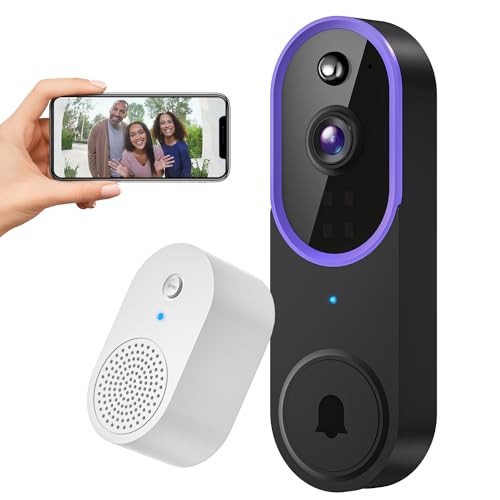 SUNNYJANE Smart 1080P Video Doorbell Camera Wireless, AI Human Detection, Live View, 2-Way Audio, Included Chime, Night Vision, 2.4G Wi-Fi, Cloud Storage, Indoor/Outdoor Surveillance Cam