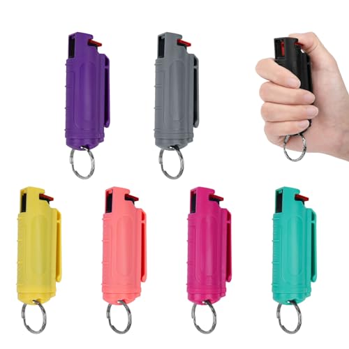 Mageloly OC Gel Pepper Spray, 32 Bursts 2.0% MC Defense Spray Belt Clip Holder. Pepper Spray Keychain for Women Self Defense. Tear Gas with Quick Release for Easy Access Finger Grip 7 Packs