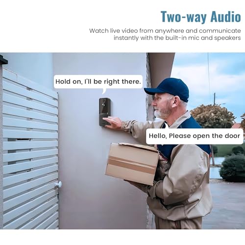 CutePanda Video Doorbell Camera Wireless, Chime Ringer Included, Smart AI Human Detection, Indoor Outdoor Surveillance, 2.4G WiFi, Live View, 2-Way Audio, Night Vision, Cloud Storage