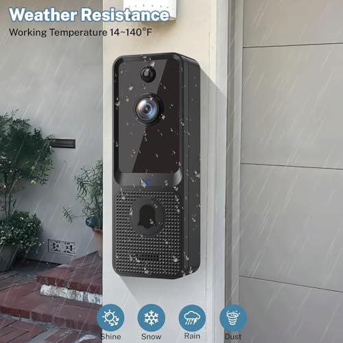 CutePanda Video Doorbell Camera Wireless, Chime Ringer Included, Smart AI Human Detection, Indoor Outdoor Surveillance, 2.4G WiFi, Live View, 2-Way Audio, Night Vision, Cloud Storage
