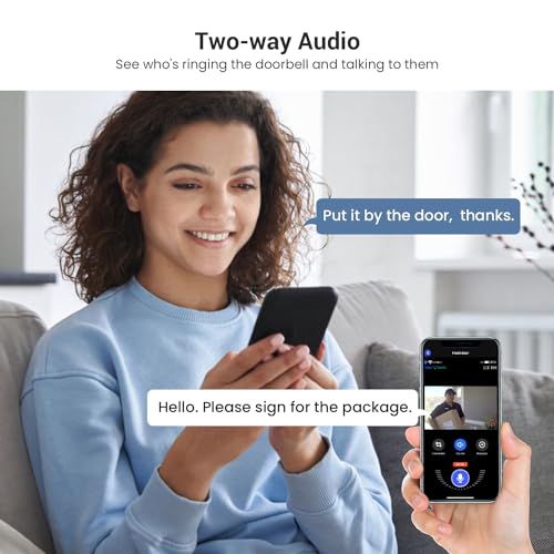 CutePanda Wireless Smart Video Doorbell Camera, with Chime Ringer, AI Human Detection, Home Security System, Cloud Storage, Live View, Night Vision, 2-Way Audio, 2.4G WiFi, Battery Powered