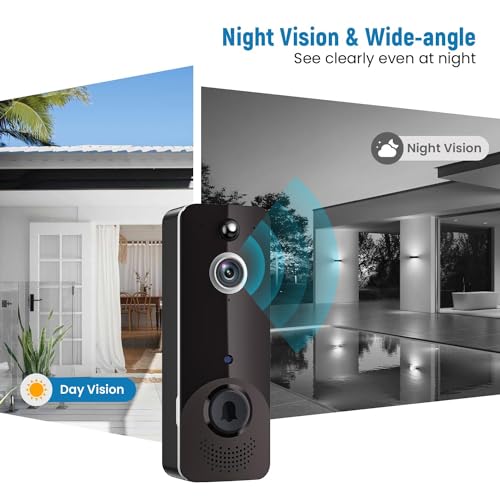 Biglory Video Doorbell Camera Wireless with Ring Chime, Home Security System, AI Human Detection, 2-Way Audio, Live Image, Night Vision, Instant Alerts, Cloud Storage, Battery Powered