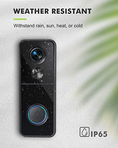MUBVIEW Doorbell Camera Wireless with Chime, Video Doorbell - No Subscription, Voice Changer, Motion Zones, 1080HD, PIR Human Detection, 2.4Ghz WiFi, Battery-Powered Smart Doorbell