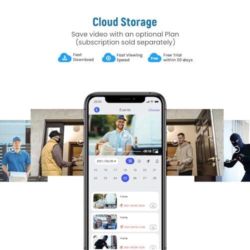 Biglory Video Doorbell Camera Wireless with Ring Chime, Home Security System, AI Human Detection, 2-Way Audio, Live Image, Night Vision, Instant Alerts, Cloud Storage, Battery Powered