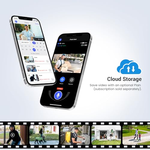 CutePanda Wireless Smart Video Doorbell Camera, with Chime Ringer, AI Human Detection, Home Security System, Cloud Storage, Live View, Night Vision, 2-Way Audio, 2.4G WiFi, Battery Powered