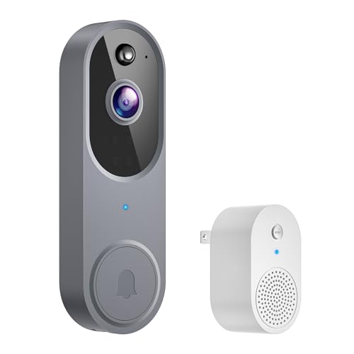 CutePanda 1080P Wireless Video Doorbell Camera, AI Human Detection, Home Security System, Live View, Night Vision, Chime Ringer, Instant Alerts, 2-Way Audio, Cloud Storage, 2.4G WiFi, Battery Powered