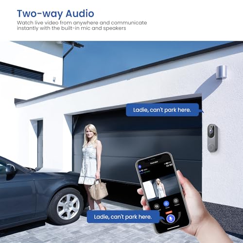 CutePanda 1080P Wireless Video Doorbell Camera, AI Human Detection, Home Security System, Live View, Night Vision, Chime Ringer, Instant Alerts, 2-Way Audio, Cloud Storage, 2.4G WiFi, Battery Powered