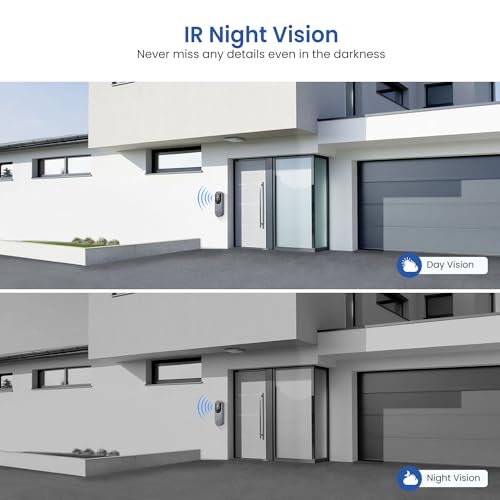 CutePanda 1080P Wireless Video Doorbell Camera, AI Human Detection, Home Security System, Live View, Night Vision, Chime Ringer, Instant Alerts, 2-Way Audio, Cloud Storage, 2.4G WiFi, Battery Powered