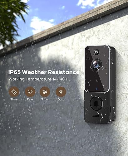 Smart Video Doorbell Camera Wireless with Chime, AI Human Detection, 2-Way Audio, HD Live View, 2.4G WiFi Only, Night Vision, Cloud Storage, Battery Powered, Indoor Outdoor Surveillance