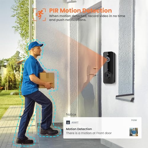 SJCODE Wireless Doorbell Camera, Chime Ringer Included, AI Human Detection, 2-Way Audio, Night Vision, Instant Alerts, Cloud Storage, Rechargeable Battery, All-Weather Resilience, Home Security System