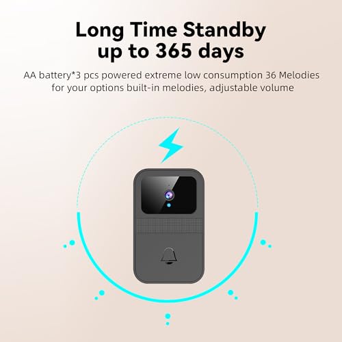 movrock 365-Day Video Doorbell Wireless with Camera monitor: Easy Installation, Stable Connection, One-Click Sound Change for Enhanced Home Security, black