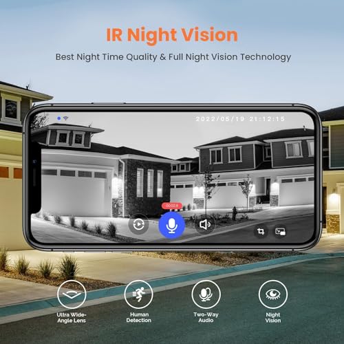 SJCODE Wireless Doorbell Camera, Chime Ringer Included, AI Human Detection, 2-Way Audio, Night Vision, Instant Alerts, Cloud Storage, Rechargeable Battery, All-Weather Resilience, Home Security System