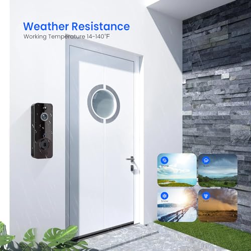 CutePanda Video Doorbell Camera Wireless with Chime Ringer, Smart AI Human Detection, Home Security System, Cloud Storage, Live View, 2-Way Audio, Night Vision, 2.4G WiFi, Battery Powered