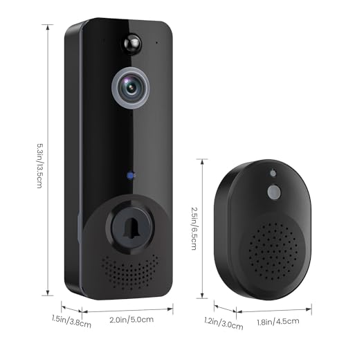 SJCODE Wireless Doorbell Camera, Chime Ringer Included, AI Human Detection, 2-Way Audio, Night Vision, Instant Alerts, Cloud Storage, Rechargeable Battery, All-Weather Resilience, Home Security System