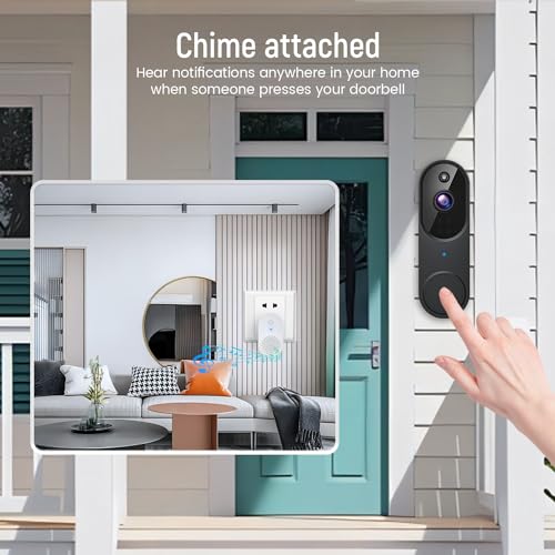 Occuwave 1080P Video Doorbell Camera Wireless, Cloud Storage, Live View, 2-Way Audio, Night Vision, Chime Ringer Included, 2.4G WiFi, Rechargeable Battery, Outdoor Indoor Surveillance