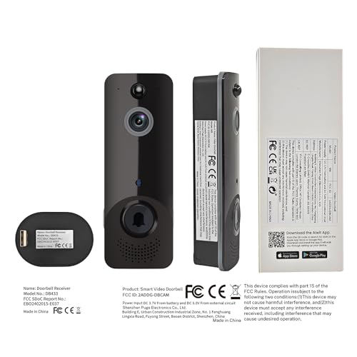 SJCODE Wireless Doorbell Camera, Chime Ringer Included, AI Human Detection, 2-Way Audio, Night Vision, Instant Alerts, Cloud Storage, Rechargeable Battery, All-Weather Resilience, Home Security System