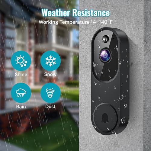 Occuwave 1080P Video Doorbell Camera Wireless, Cloud Storage, Live View, 2-Way Audio, Night Vision, Chime Ringer Included, 2.4G WiFi, Rechargeable Battery, Outdoor Indoor Surveillance