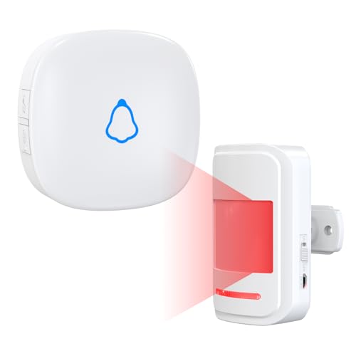 Wireless Motion Sensor Alarm, Motion Detector Door Chime for Business Entrances, Indoor Doorbell for Home Entry, Caregiver Pager Bed Alarm for Elderly Fall Prevention (1 Receiver + 1 Motion Sensor)