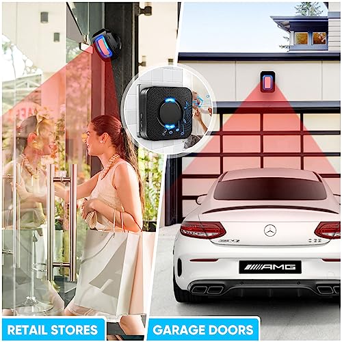 Wireless Motion Sensor LED Light - Motion Detector Alarm Chimes Door Sensor with 500 FT Range Security Alert Monitor System for Home, Business, Store, Office, School