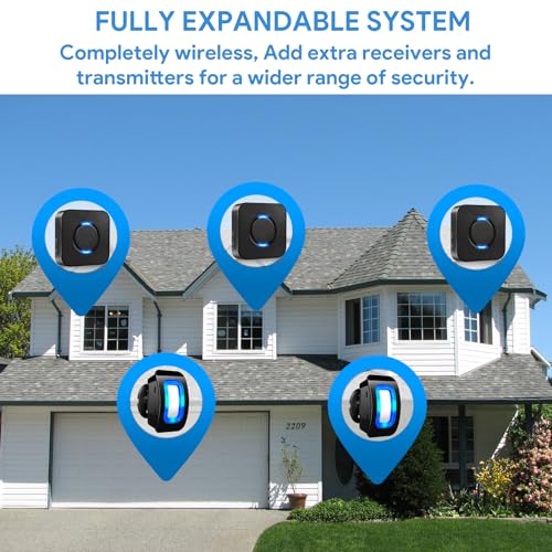 Wireless Motion Sensor LED Light - Motion Detector Alarm Chimes Door Sensor with 500 FT Range Security Alert Monitor System for Home, Business, Store, Office, School