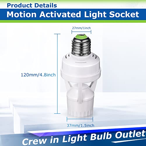 3 Pieces Hortsun Motion Sensor Light Socket Smart Screw in Light Bulb Outlet Compatible with E26/E27 Motion Activated Light Bulb Holder Adapter Automatic Light Control for Garage Storage Room