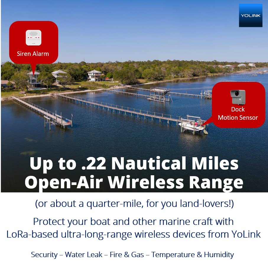 YoLink LoRa Smart Outdoor Motion Detector Sensor, Driveway Alert, Property Invasion/Tresspassing Detector, 1/4 Mile Open Air Range, Email/SMS/Push Alerts, Alexa, IFTTT, Home Assistant (Hub Required)