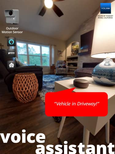 YoLink LoRa Smart Outdoor Motion Detector Sensor, Driveway Alert, Property Invasion/Tresspassing Detector, 1/4 Mile Open Air Range, Email/SMS/Push Alerts, Alexa, IFTTT, Home Assistant (Hub Required)