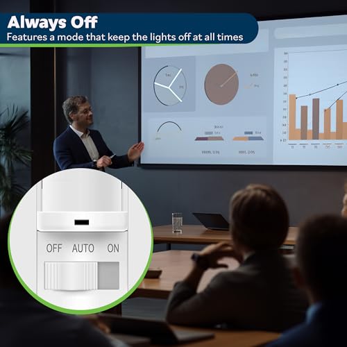 TOPGREENER in-Wall PIR Motion Sensor Light Switch, Occupancy Sensor Switch, On/Off Override, 4A, 400W, Single Pole, Neutral Wire Required, TSOS5-W, White, 2 Pack