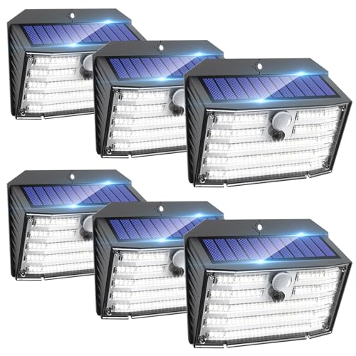 CLAONER Solar Lights Outdoor [𝟔 𝐏𝐚𝐜𝐤/126 LED], Wireless Motion Sensor Lights, IP65 Waterproof Security Lights 3 Modes, 270° Lighting Angle, Ultra-Bright Wall Lights for Deck Patio Fence Garage