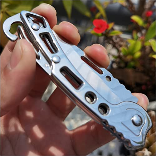 4 Pack Self-Defense Folding Knife With Key Ring Easy To Everyday Carry, Outdoor Survival Stainless Steel Pocket Knife (Silver)
