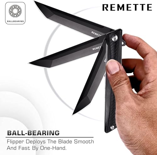 REMETTE Tactical Pocket Knife GD22K, Flipper Open D2 Steel Tanto Folding knife with Durable G10 Handle,Men Women Everyday Carry EDC Knife,Sharp Camping Hiking Daily Work Knives