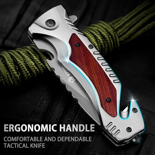 NedFoss DA169 Pocket Knife, 5 IN 1 Multitool Pocket Knife for Men, Survival Pocket Knife with Clip, Glass Breaker, Bottle Opener, Seat Belt Cutter, Folding Pocket Knives for Camping Hiking