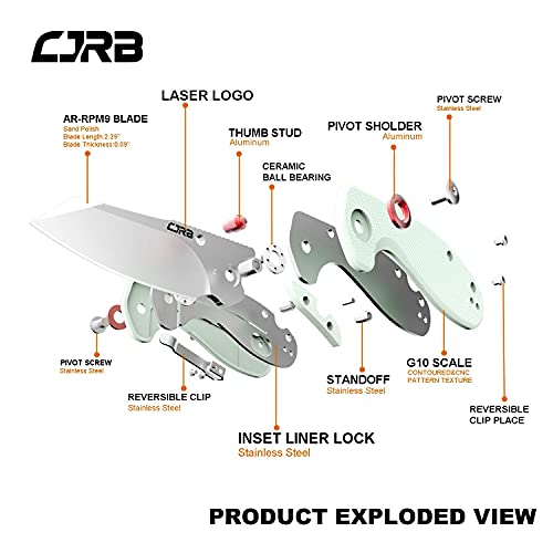 CJRB Maileah Pocket Knife with 2.39’’ AR-RPM9 Powder Steel Blade Folding Knife with G10 Handle Tactical Knife EDC Knife Pocket Knife for Men Ideal for Outdoor Survival Camping Hunting, 1918 Natural Green